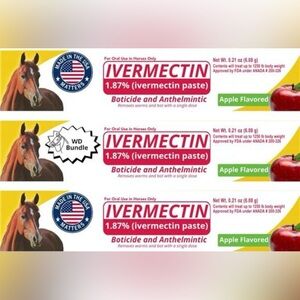 Ivermectin Horse Paste 1.87% 6.08g Tubes (3-Pack) Bundled Sticker Included